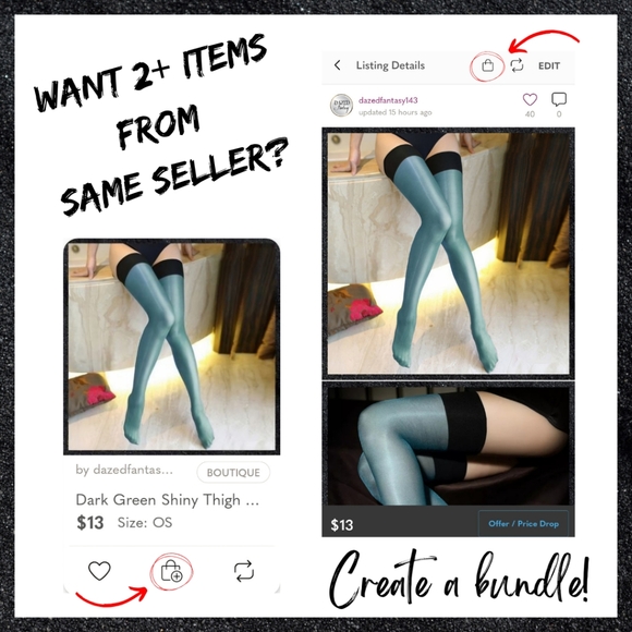 Red Back Seam Black Thigh Highs - Picture 11 of 11